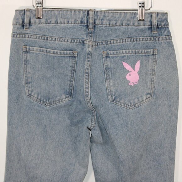 3/$30 Playboy Light Wash Distressed Raw Hem Straight Leg Jeans 5 - Picture 3 of 4